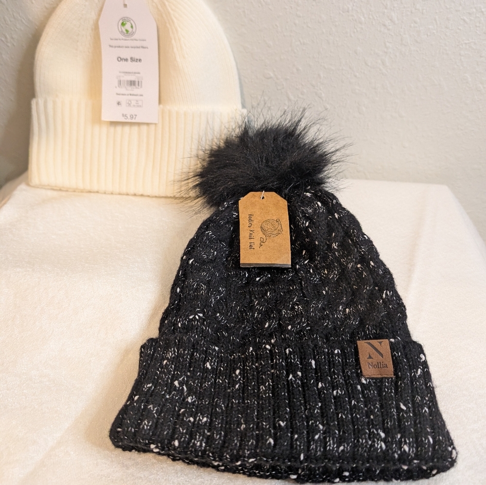 NWT Winter beanies (BLACK AND WHITE